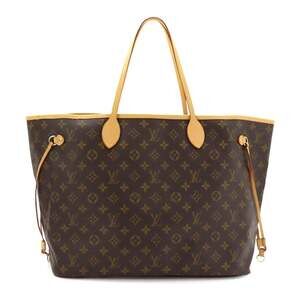 Louis Vuitton Monogram Neverfull GM Tote Handbag, Brown, M40157, Gold Hardware